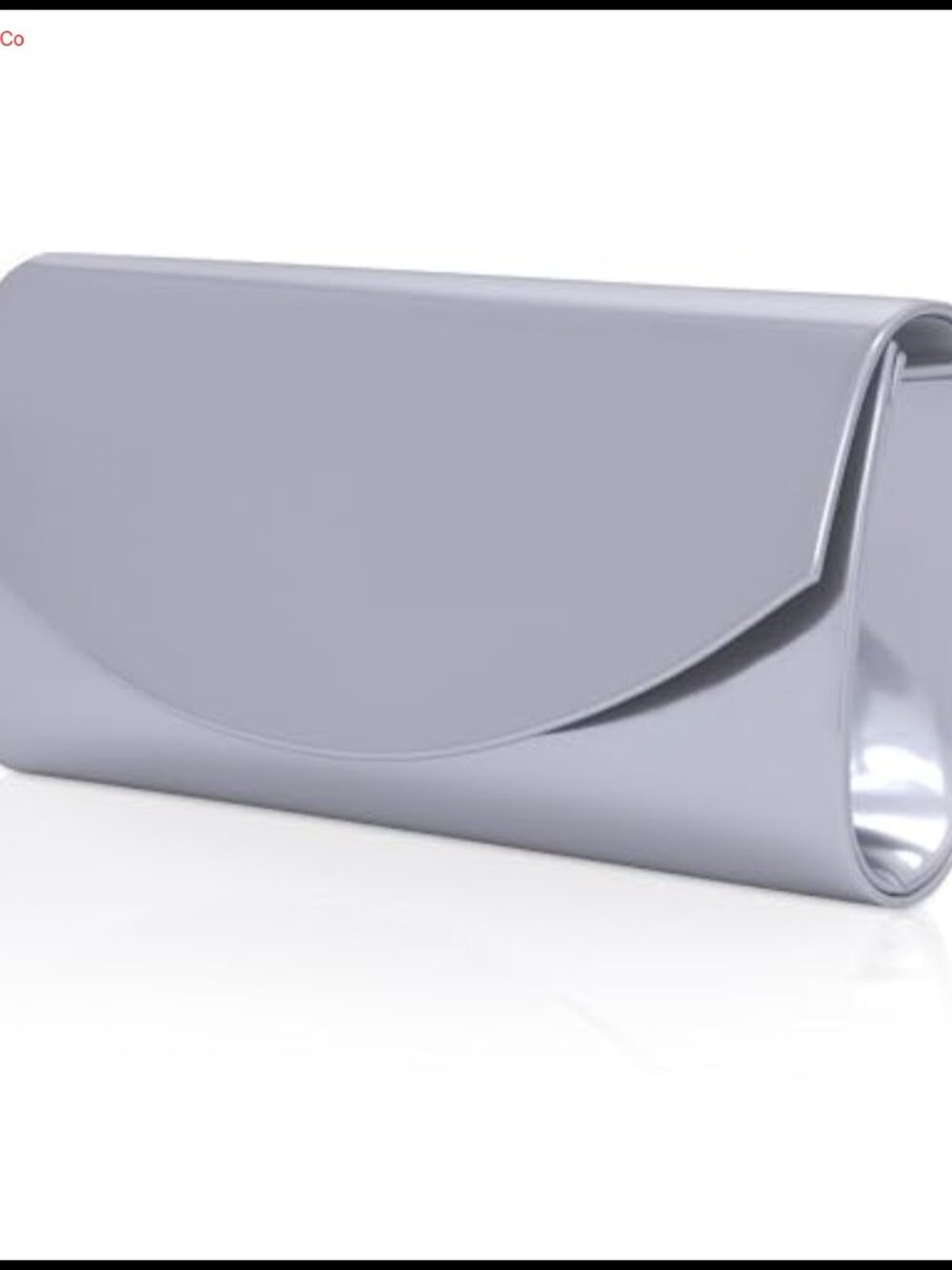 Metallic Patent Leather Curved Flap Clutch Evening Bag with Chain Strap